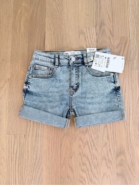 ZARA Light Blue Denim Roll-Cuff Kid’s Shorts